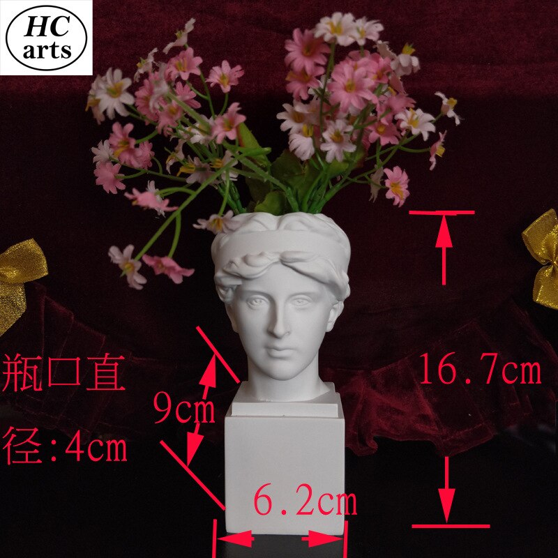 Plaster Vase David Sculpture Resin Imitation Head Vase Flower Arrangement Accessories Apollo Venus Home Decoration: 9
