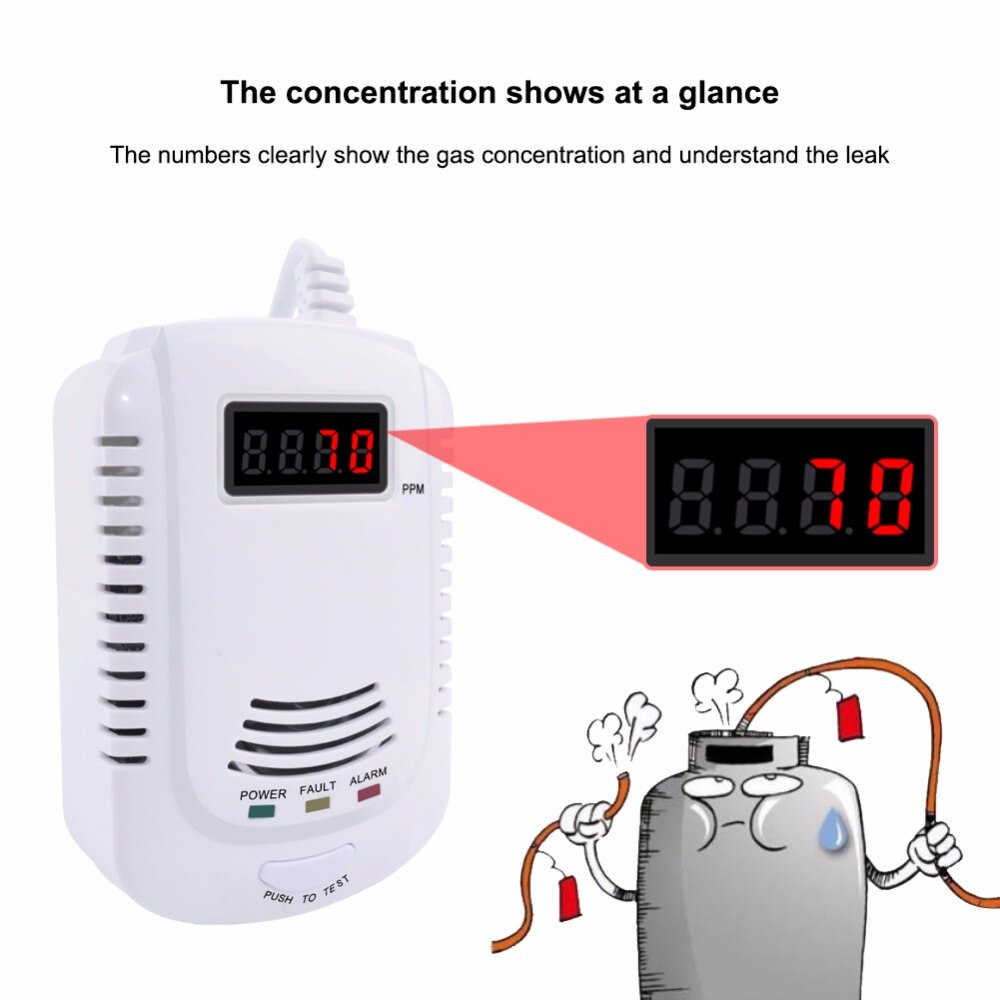 Lpg Gas Detector Alarm Draadloze Digitale Led Display Natuurlijke Lek Gasdetector Voor Alarmsysteem