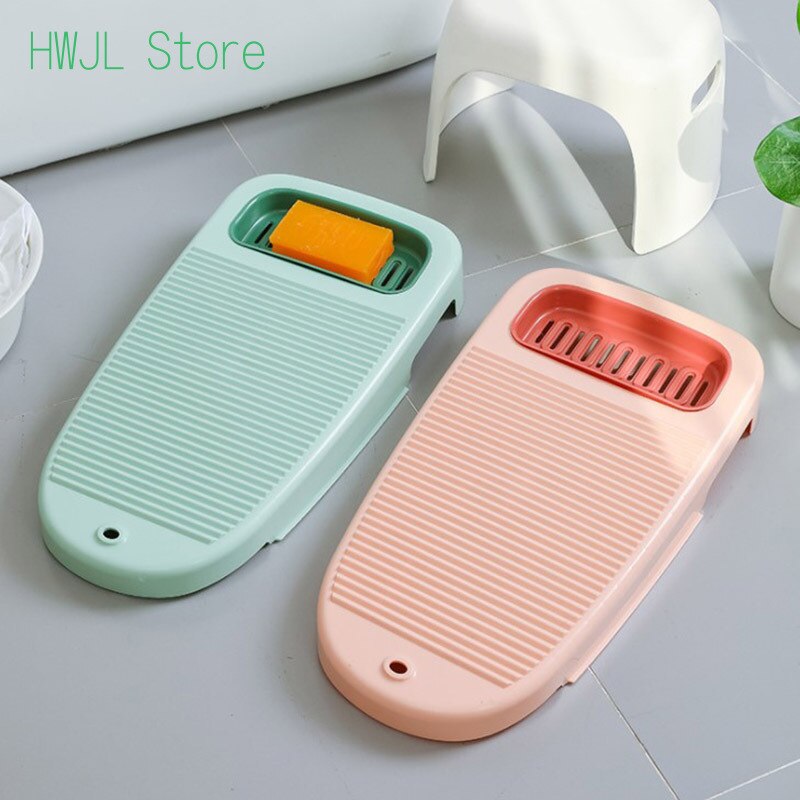 2 in 1 Laundry Clothes Washing Board Plastic Thicken Washboard with Soap Holder Seat Box Bathroom Cleaning Laundry Scrubbing