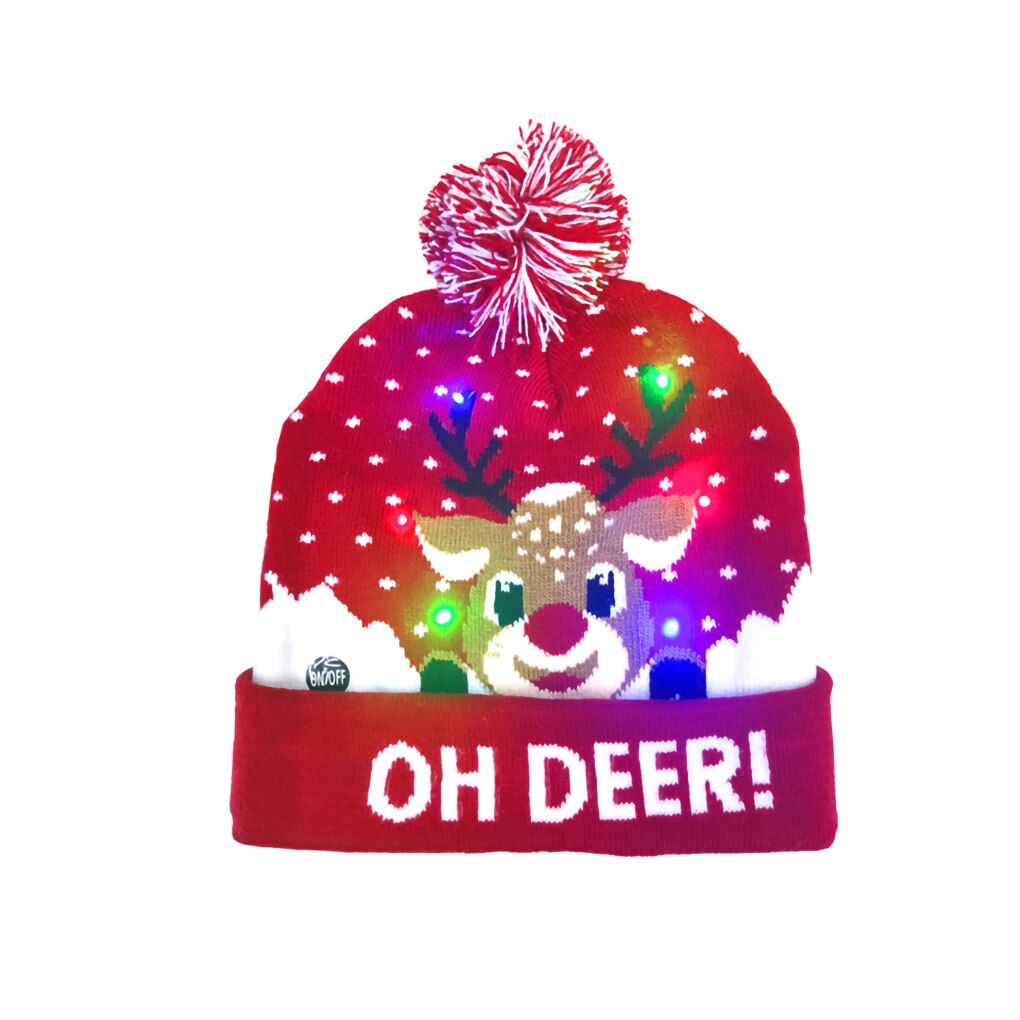 Led julehue sweater strik beanie julelys strikket hue jul til børn julepynt: -en