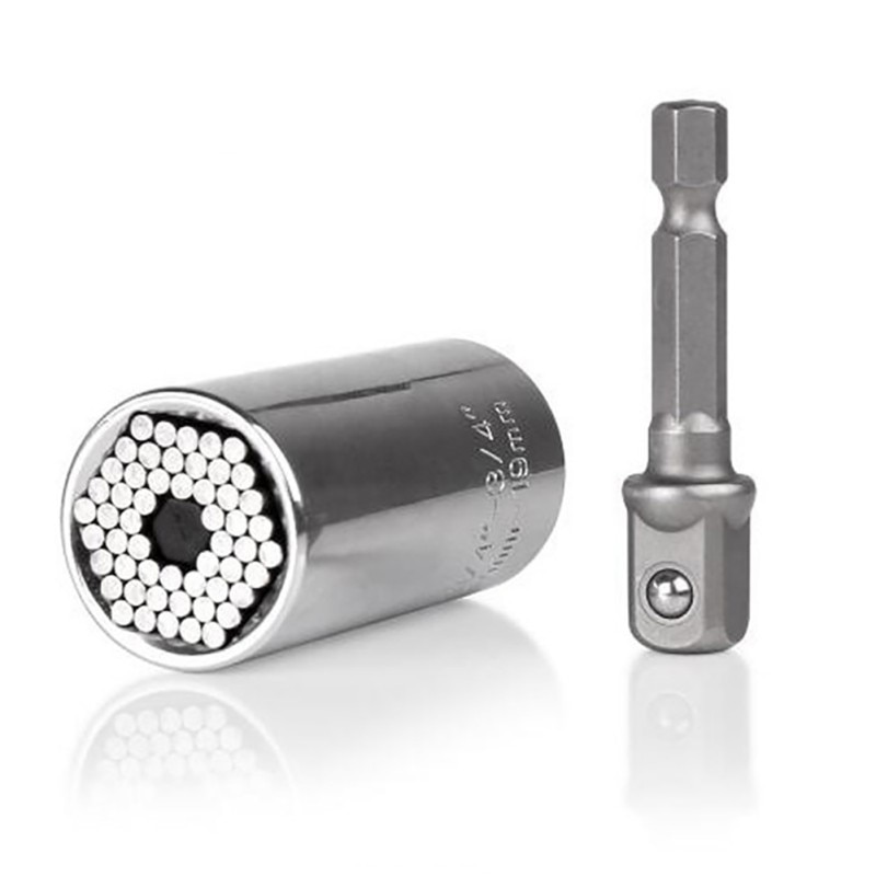 Jeu de douilles à cliquet, clé universelle, clé universelle, adaptateur pour perceuse électrique multifonctionnel, outils à main de voiture Kit de réparation, tournevis 7-19mm