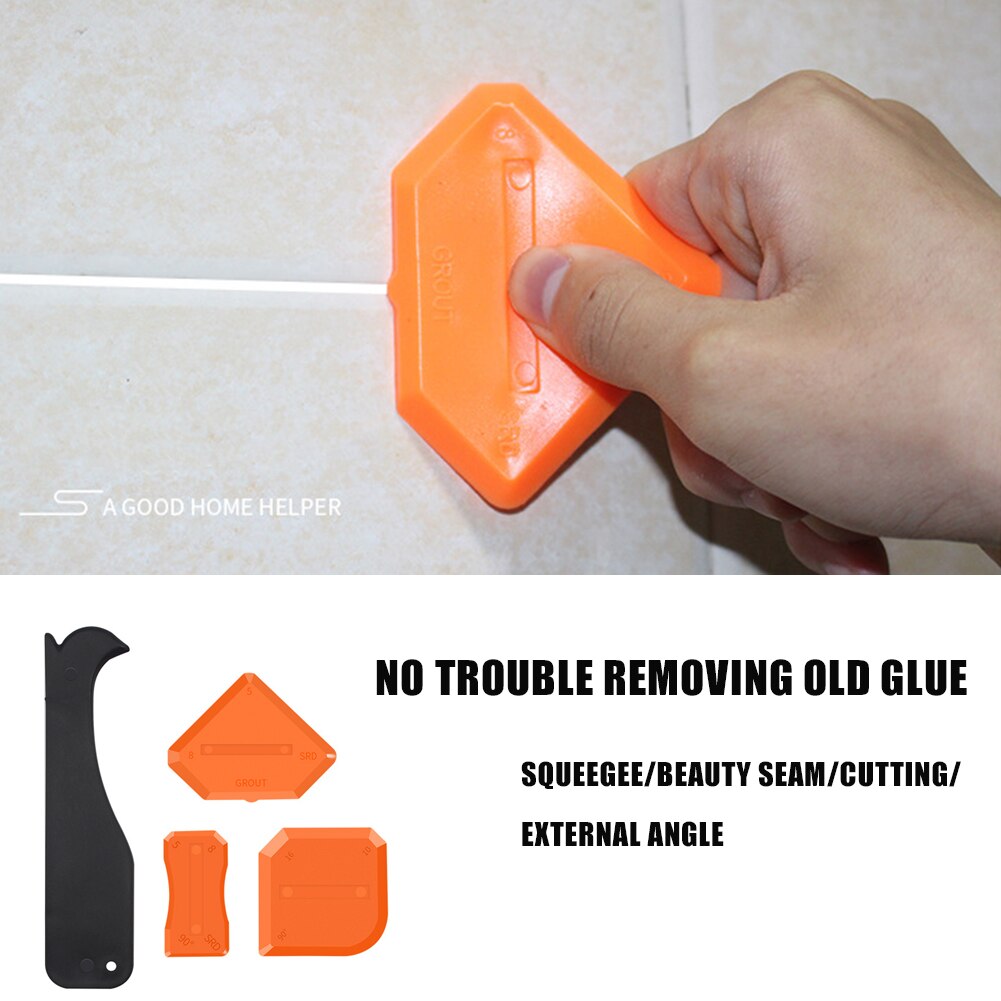 4 Stuks Siliconen Glas Cement Glad Schraper Breeuwen Kit Afwerking Grout Floor Cleaning Tegel Vuil Tool Spatel Lijm Schop