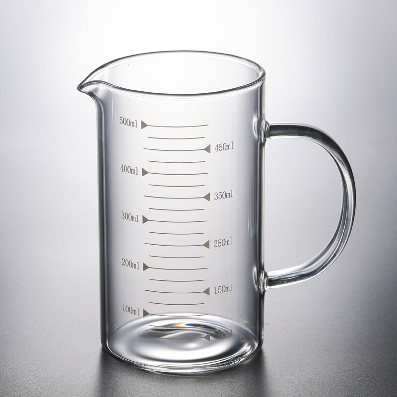 250ml-500ml Glass Transparent Measuring Cup Cooking Tools Container Measuring Cup Measuring Liquid Bakeware Kitchen Accessories: 500 ML