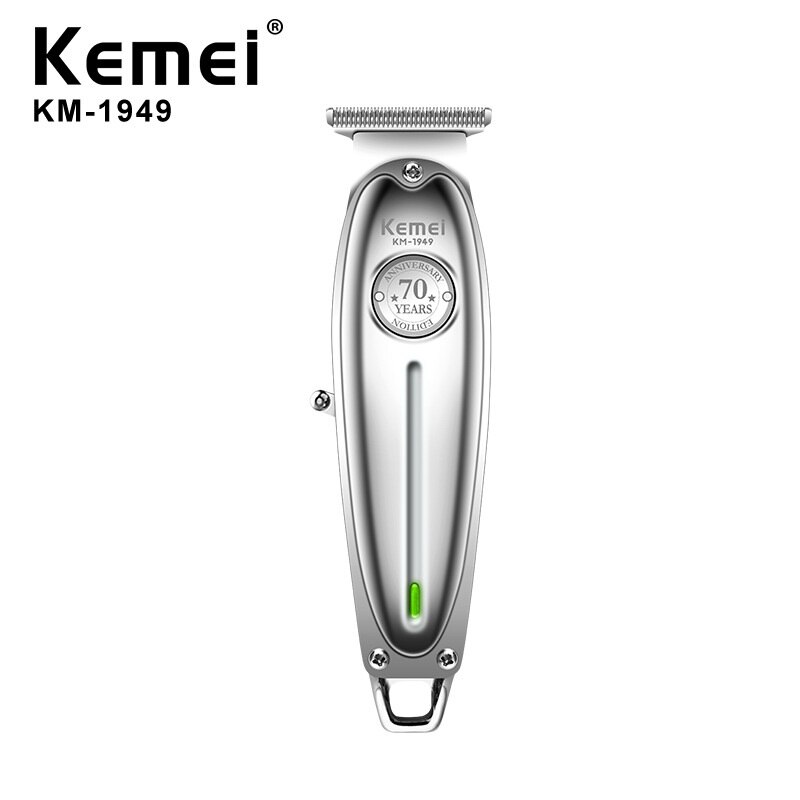 Hårklippare alla metall män elektriska trådlösa hårtrimmer 0mm skalliga t blad finish hårklippningsmaskin kemei 1949