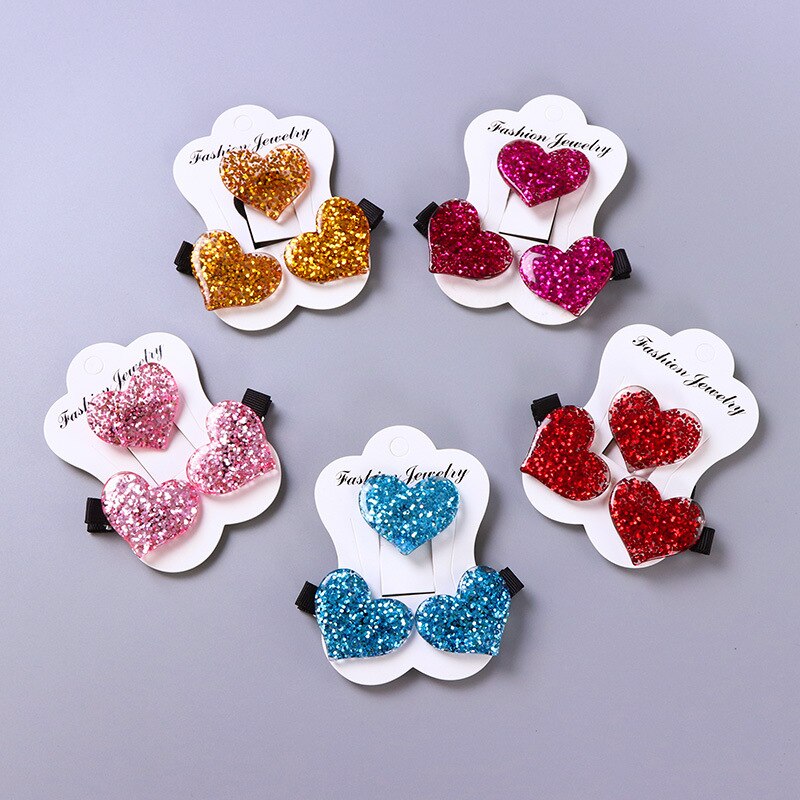 3 unids/set de diadema para niños, banda elástica para el cabello con corazón de amor acrílico, pinzas de seguridad para el cabello, bonito para niñas, accesorios para el cabello para niños