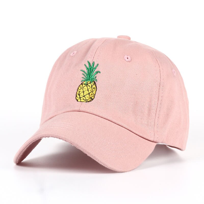 Tunica ananas broderi baseball cap bomuld 100%  hipster hat frugt ananas far hat hip hop bomuld snapback cap hatte: Lyserød
