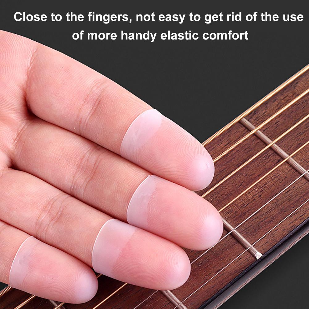 Protector de dedos de silicona para guitarra, funda ultrafina para mano izquierda, 4 unidades