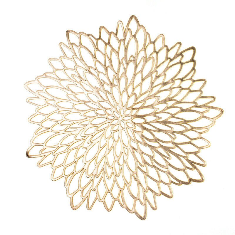Pvc hule isoleringscoasterunderlag bordskålmåtter hjem juledekoration varmebestandig placemat til spisebord: Guld