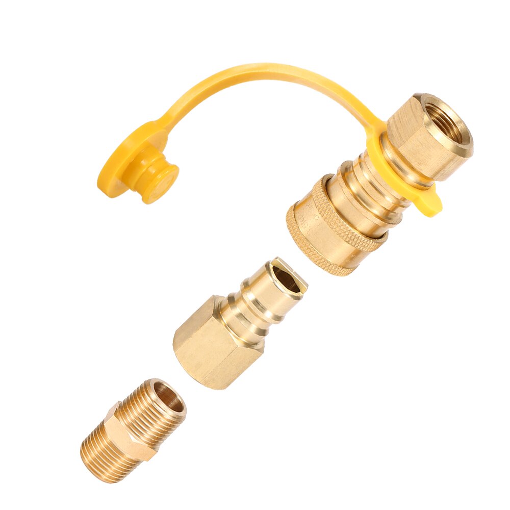 Adaptador de Gas de latón sólido 1/4 ''RV propano adaptador de conexión estufa de Gas Natural tanque de Gas Kit de desconexión rápida con válvula de cierre