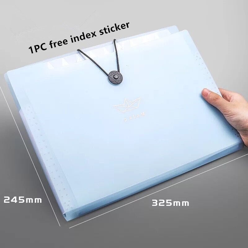 MINKYS Waterproof 12 Layers A4 Expanding File Folder Organizer Bag Briefcase Free Index Label School Office Stationery: blue
