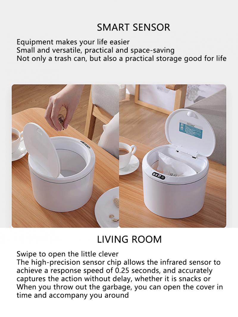 3/5L Mini Auto Desktop Vuilnisbak Prullenbak Keuken Badkamer Prullenbak Automatische Sensor Afvalbak Smart Kleine Prullenbak thuis