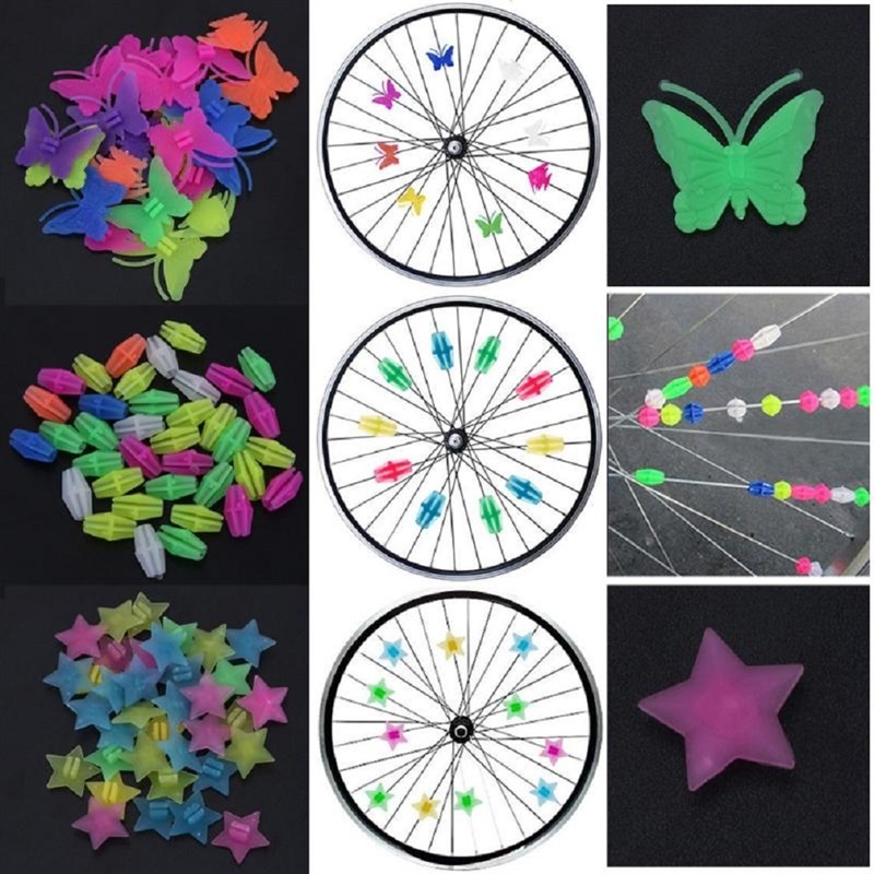 25/35 Uds. Cuentas de radios de bicicleta, Clip de seguridad colorido para niños, bicicleta redonda multicolor, corazón de amor, estrellas, accesorios de rueda, decoración
