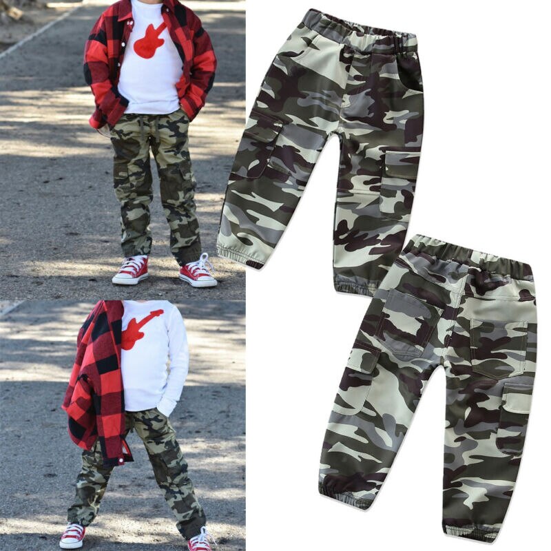 Goocheer 2-7y peuterjongen meisjes elastische broek kinderen casual camouflage rechte lange broek broek coole jongens onderkant