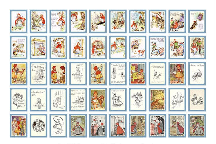 50 ark/paket saga stad skrivbart material papper skräp tidningsplanerare scrapbooking dekorativt gör-det-själv-bakgrundspapper: Liten rödridning