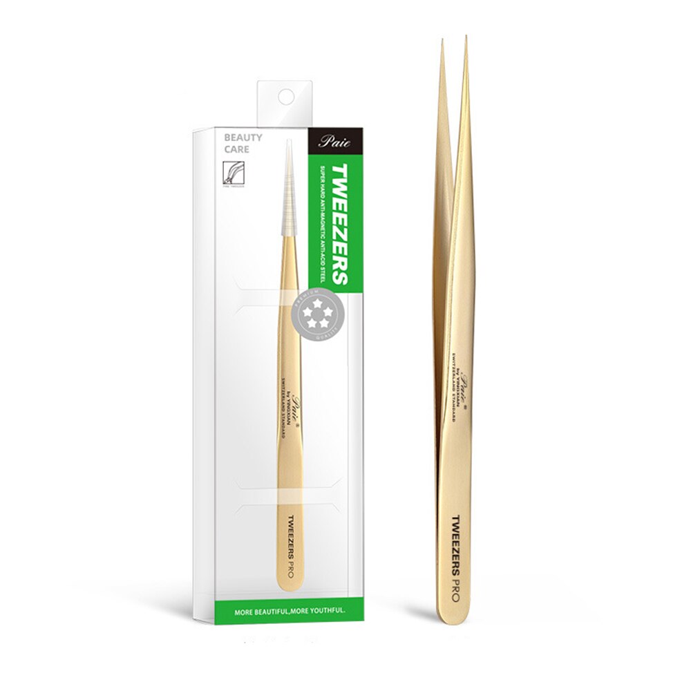 Rvs Wimpers Pincet Professionele Voor Wimpers Extension Gold Decor Anti-Statische Wimper Tweezer Make-Up Tools: Golden 04