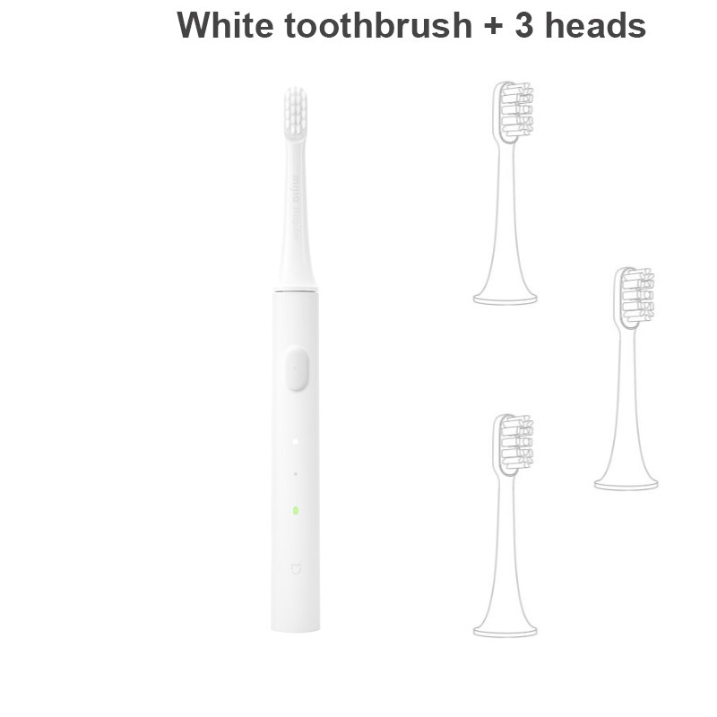 Xiaomi-cepillo de dientes Mijia T100 Mi, cepillo de dientes eléctrico inteligente Original de 46g y 2 velocidades Xiaomi, Sónico cepillo de dientes, blanqueador, recordatorio de zona de cuidado bucal: white with 3 heads