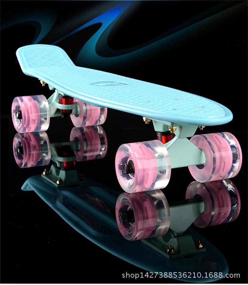 22-Inch Fish Skateboard Novice Walking Single-Tilt Skateboard Children Or Adults Brush Street Men and Women Four-Wheel Scooter