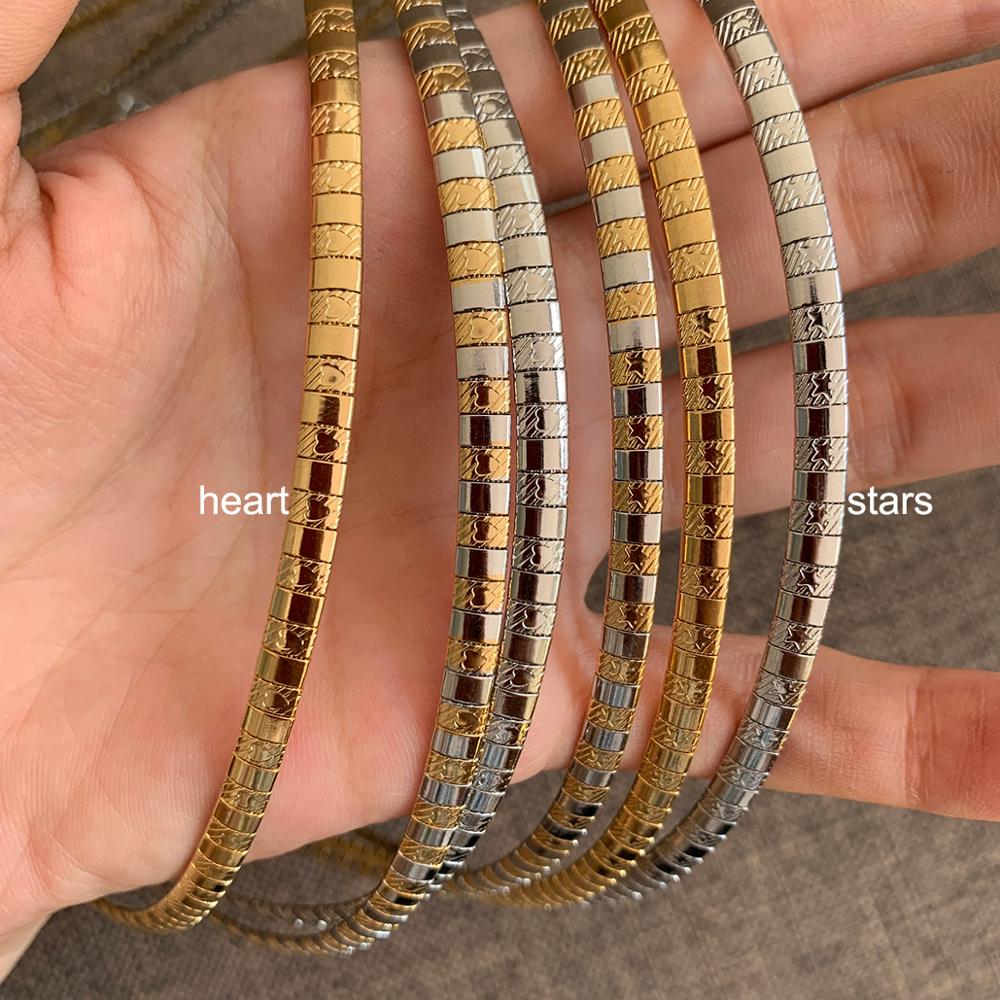 4mm feminino gargantilha colar de jóias de aço inoxidável novo estilo charme coração estrelas corrente para presentes da menina