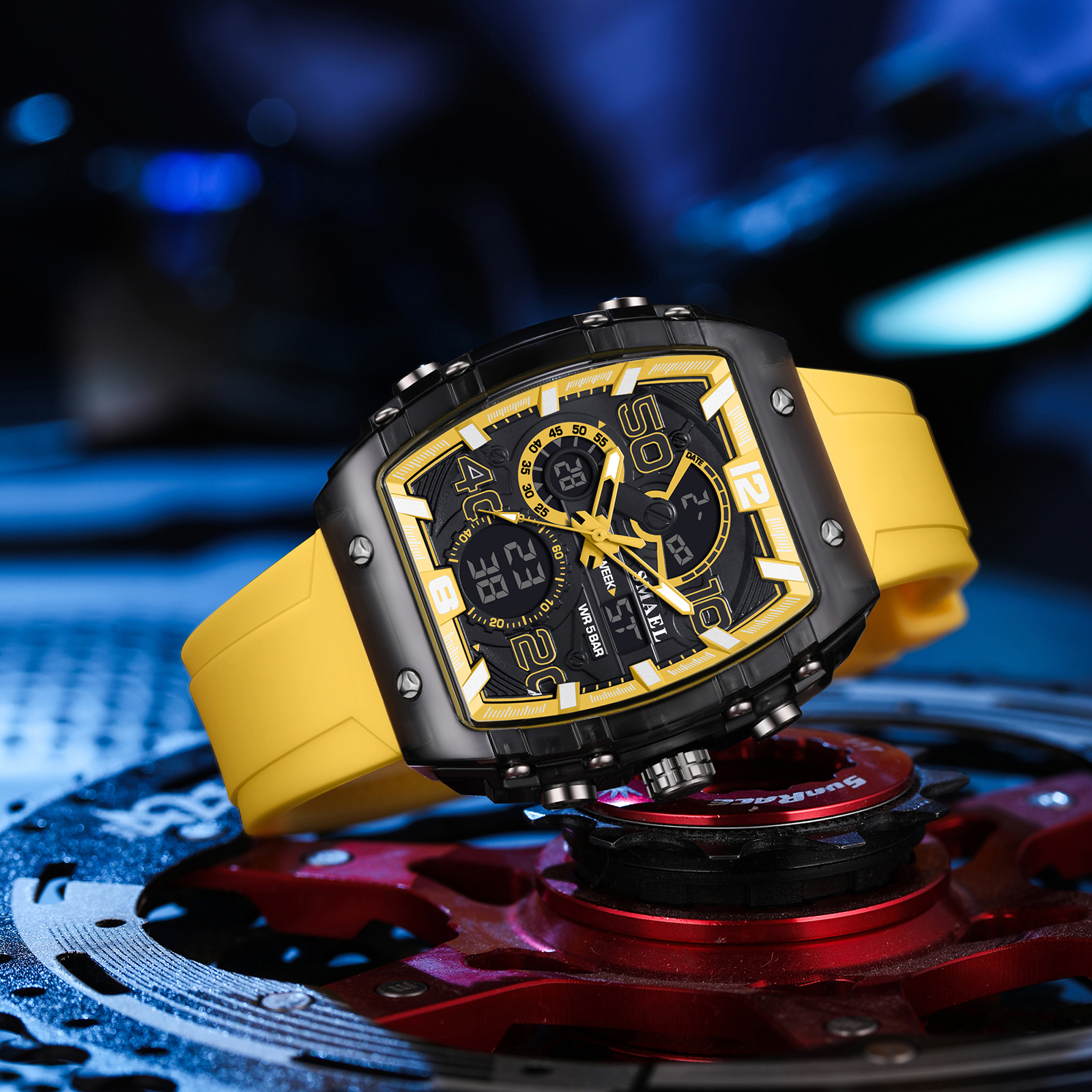 SMAEL 8109 Neue elektronische uhr quadrat Dual Anzeige wasserdicht leuchtende Multi-farbe Für Männer