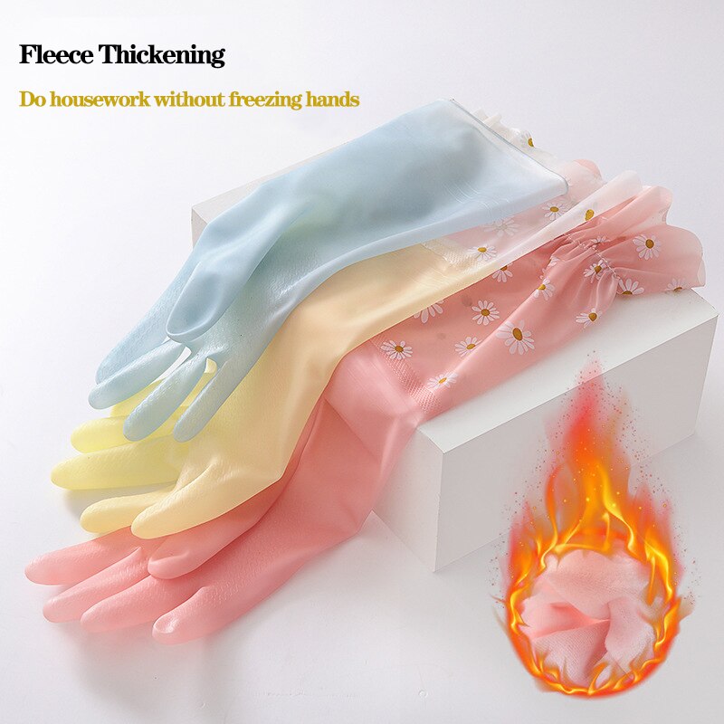 Haushalts Handschuhe Gummi Wasserdicht Geschirr Handschuhe Dicke Warme Arbeit Handschuhe Dauerhaft Öl-nachweisen Schlecht Küche Reinigung Werkzeuge