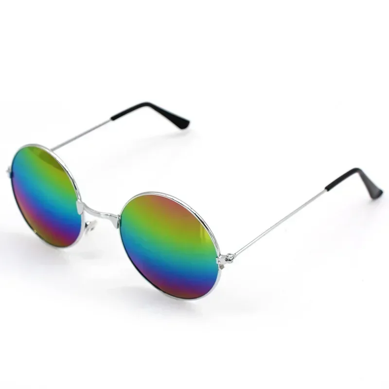 Gafas de sol redondas pequeñas Retro para mujer, lentes de sol de Metal negro, Vintage, de: Naranja