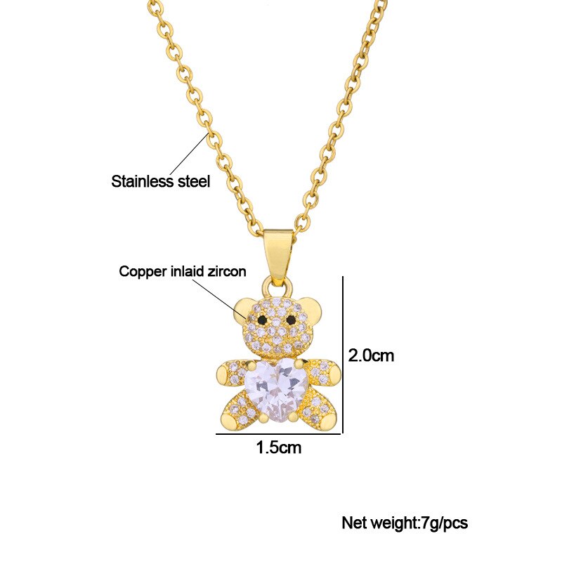 Collana con ciondolo a forma di cuore di cristallo per donna acciaio inossidabile catena in oro zircone animale girocollo Boho gioielli collare regalo di compleanno