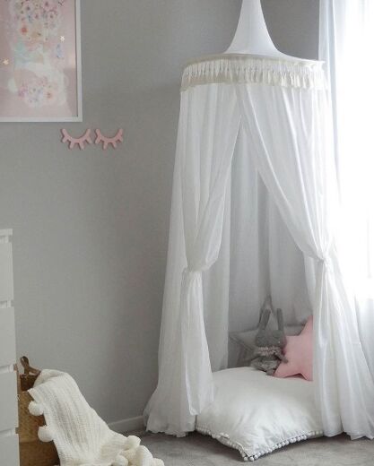 Kinderen Kwastje Tent Opgehangen Koepel Mug N Baby Spelen Tent Voor Kinderen Katoen Tipi Indoor Teepees Voor Kinderen Speelhuisje voor Kids: WHITE