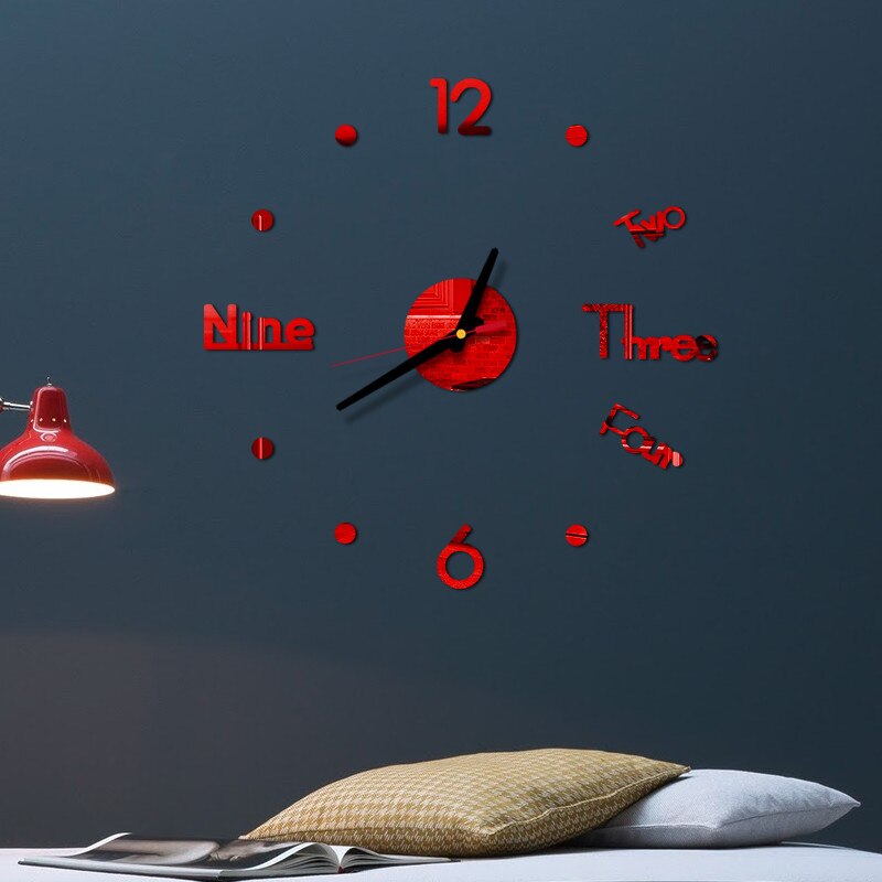 DIY Wall Clock Bedroom Living Room 3D Mirror Stickers Wall Surface Sticker Home Office Decor Clock modern Style Wall Clocks