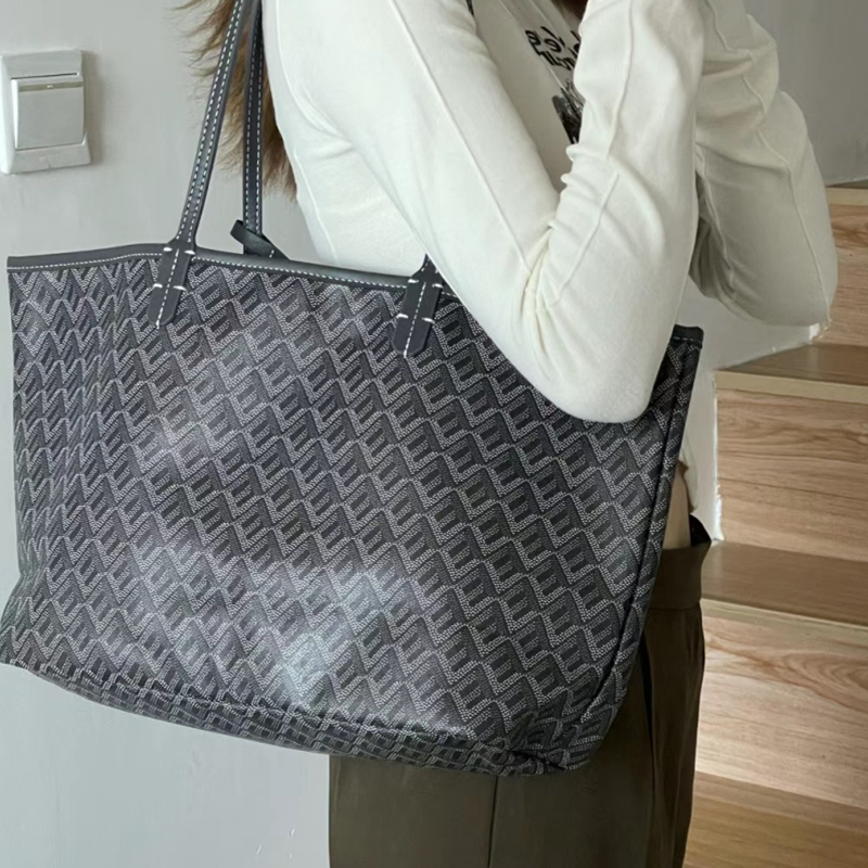 Store skuldertasker a+++++ læder tote taske stor kapacitet damehåndtasker dame shoppinghåndtasker håndtasker: Grå / 13 tommer 325mm