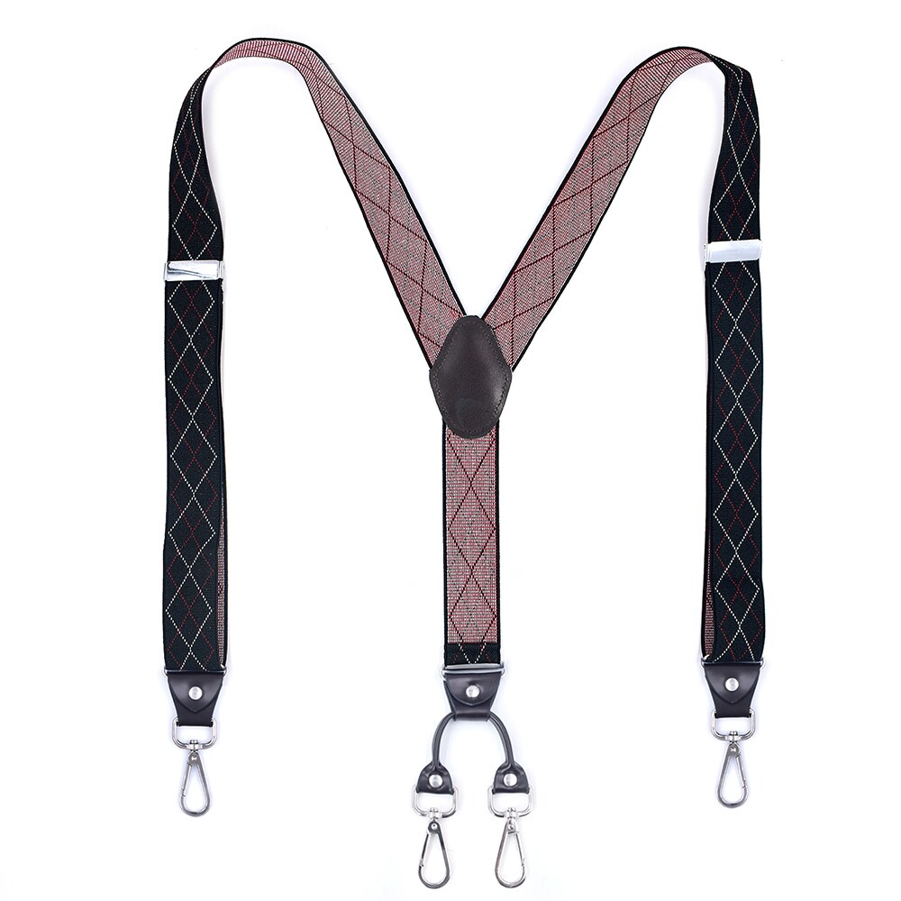 Heavy Duty Bretels Met Swivel Haken Voor Vrouwen Mannen Werken Y-Back Big Tall Verstelbare Elastische Broek Bretels Strap riem-Zwart: Black Red