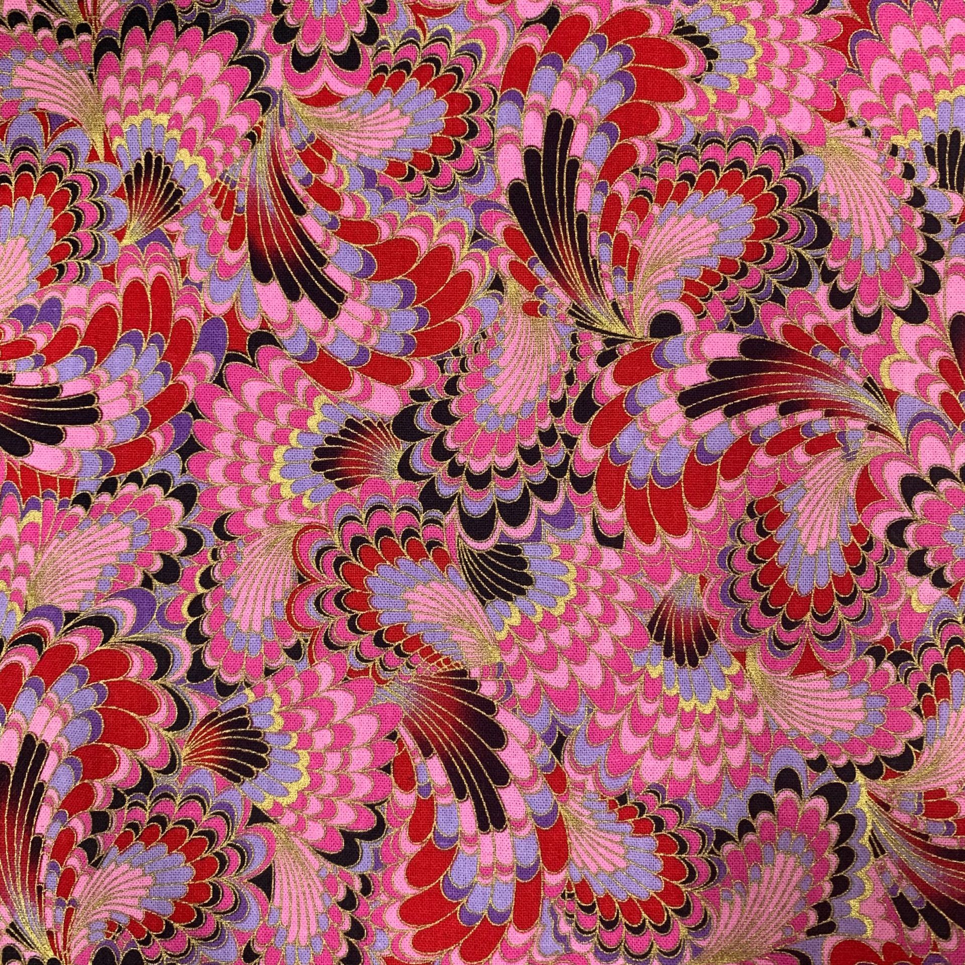Tela japonesa de algodón con cola de Fénix y pavo real azul, para ropa, joyería, fabricación de diademas, Material artesanal para bolso: FA200043-2 / 100x145cm