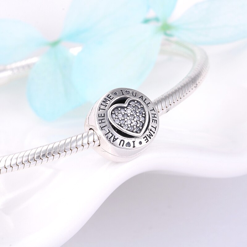 charme 925 Sterling Silber ICH liebe sie zirkon Clips sperre perlen passen Original Europäischen Charme Armbinde Schmuck machen