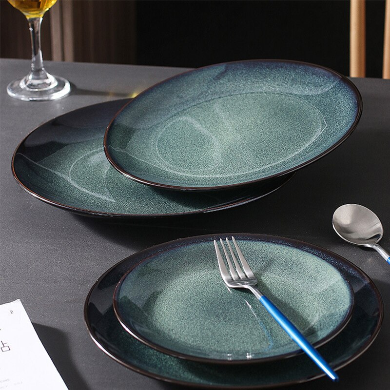 Tableware Ceramic Dinner Plate Set Dish Porcelain Cute Dessert Plate Dinnerware Japanese Style Green Steak Plate