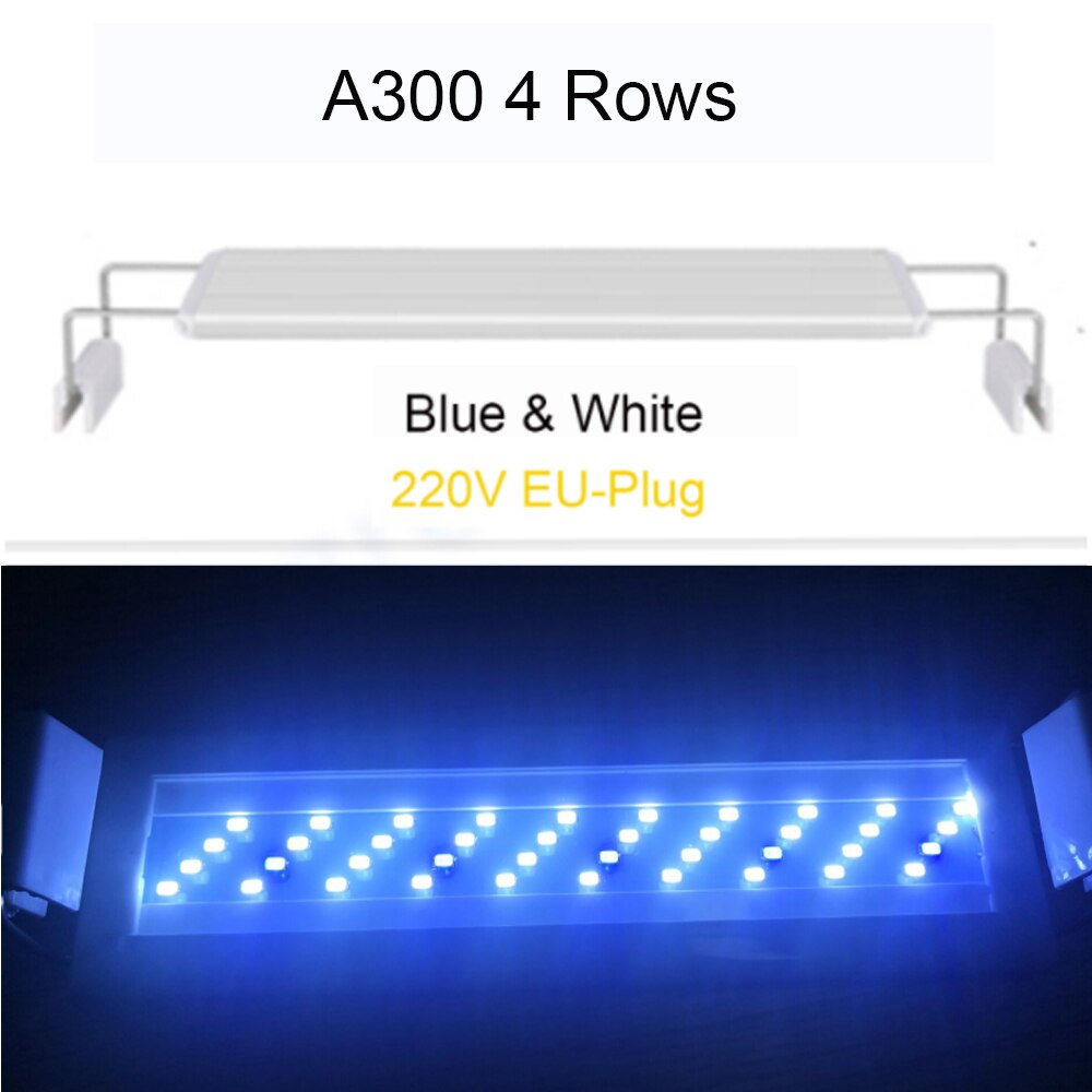 Adjustable Clip-on 8W-13W LED Aquarium Lighting Fresh Water LED Light for Tanks Fish Plants Grow Light: A300-BW EU-Plug