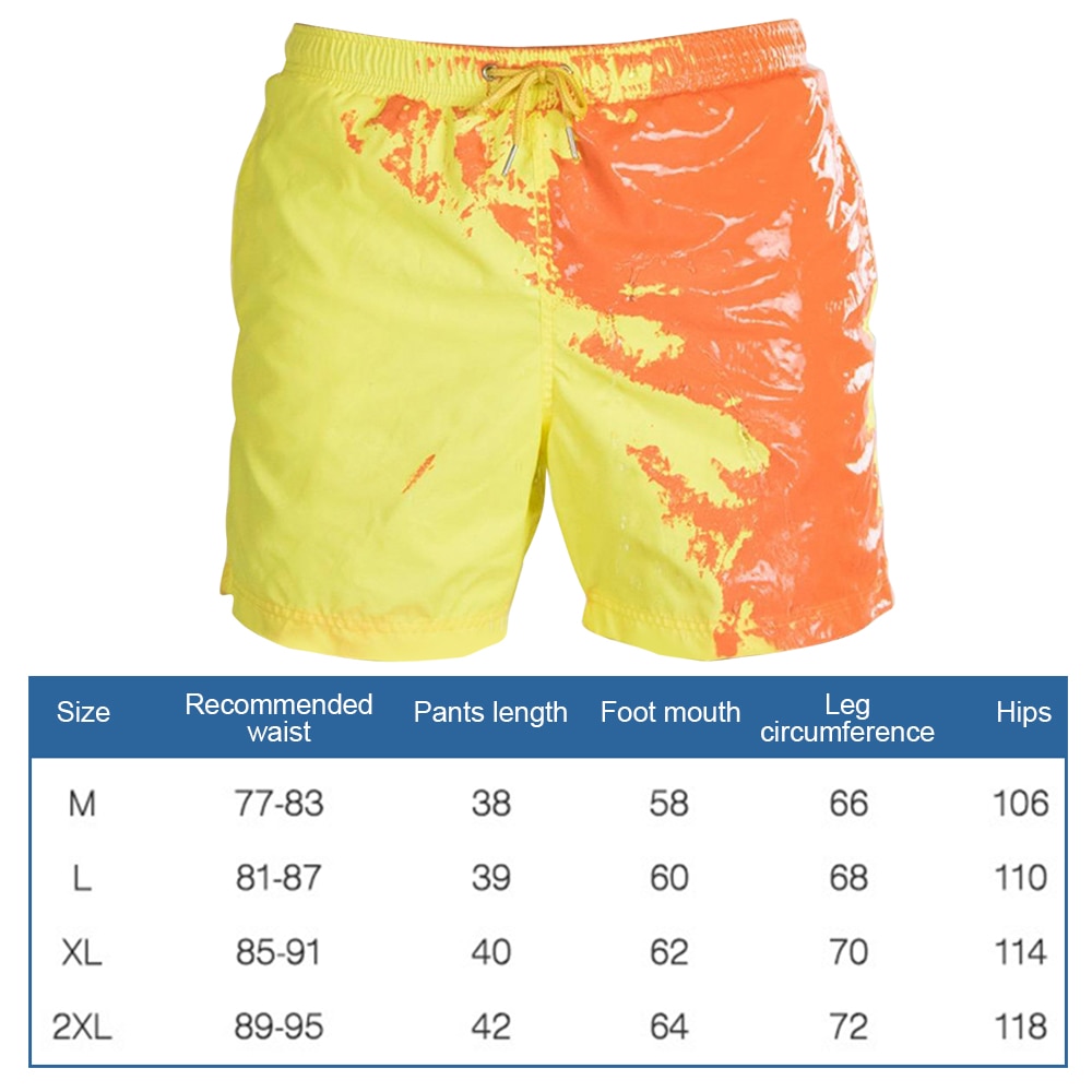 Swimming Pants Beach Swim Shorts Polyester Soft Comfortable Temperature Sensitive Funny Color Changing