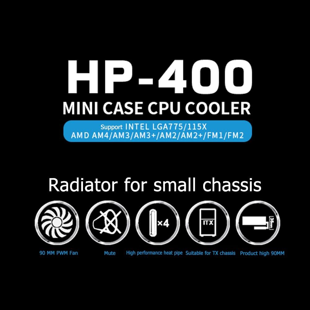 Jonsbo Hp-400 Cpu Koeler 4 Heatpipes Radiator Cpu Koelventilator Voor Htpc Case Alle-In-een Computer Ultradunne Cpu Koeler