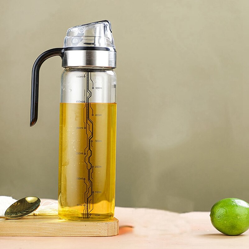 Kitchen Glass Oil Bottle Dispenser Automatic Opening Closing Home Bottles For Oil And Vinegar Honey Olive Oil Container