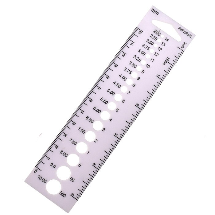 Wszystko w jednym miarka linijka na szydełka 2.0mm-10.0mm szydełko miarka Cal Cm linijka DIY akcesoria rzemieślnicze: biały