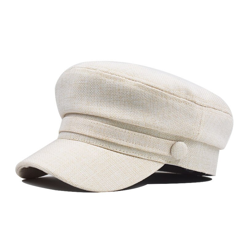 Men Women Light Weight Linen Sailor Hat Newsboy Cap Hat for Ladies Greek Fisherman Cap Beret Cap: White