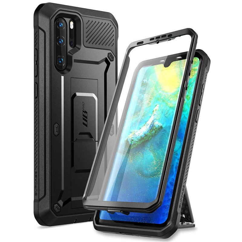 (supskal för huawei  p30 pro (utgåva) ub pro slitstarkt helkroppsskal med inbyggt skärmskydd + stöd: Svart