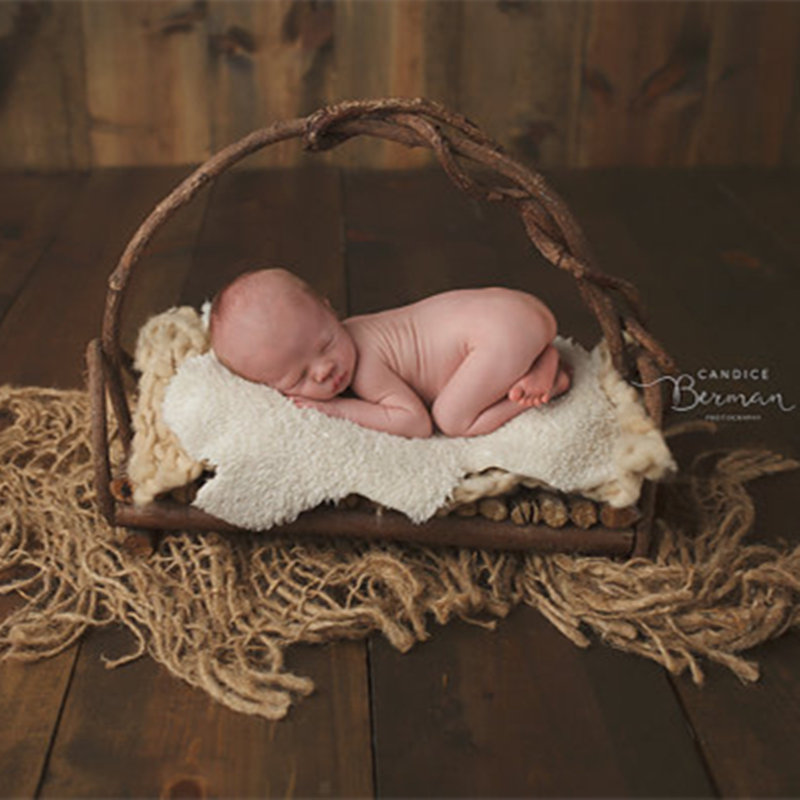 Pasgeboren jute laag fotografie rekwisieten, jute deken voor baby fotografie props