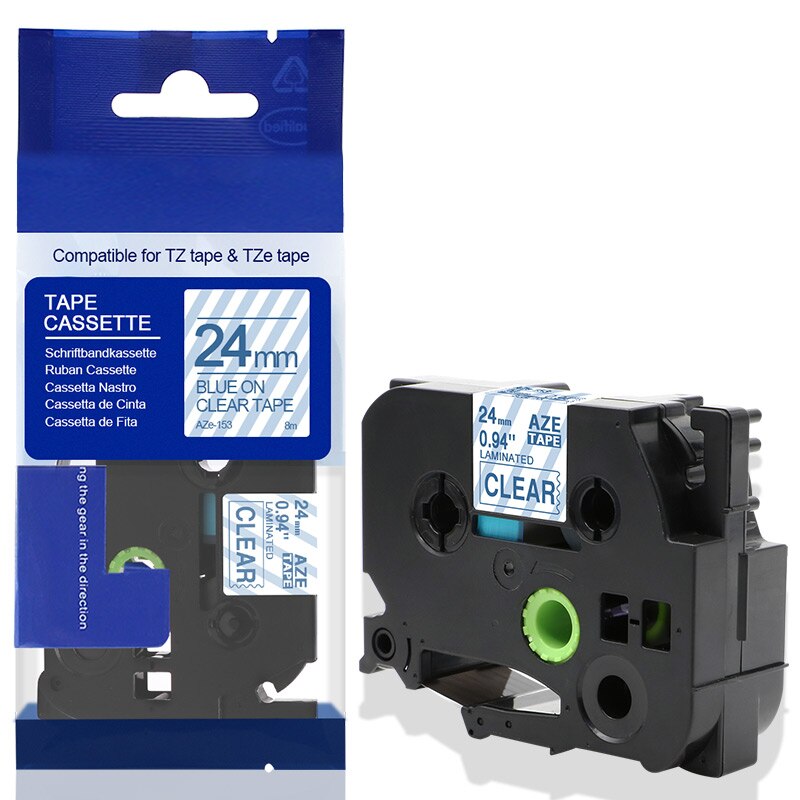 Fimax 1 Pack kompatybilny z Brother TZe651 TZe-251 TZE-451 drukarka do etykiet p-touch TZe-651 czarny na żółtym TZe-151 TZe-251 tze-551: Blue on Clear 153