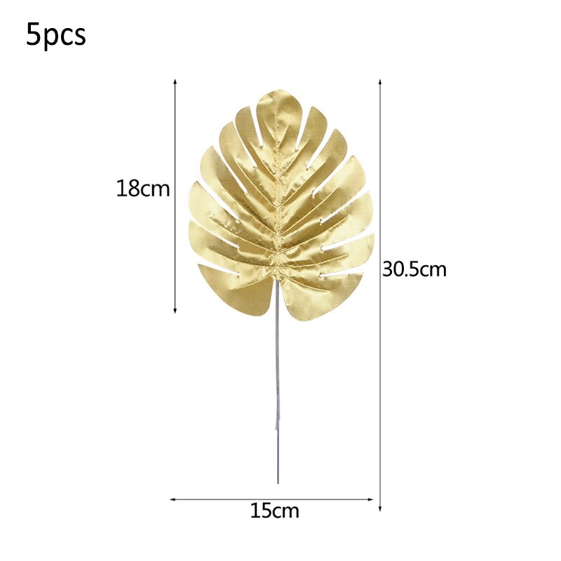 5 stk kunstig guldskildpadde tilbage blad spredt hale blad diy bryllupsindretning til hjemmet julefest kunstige palme blade: B01