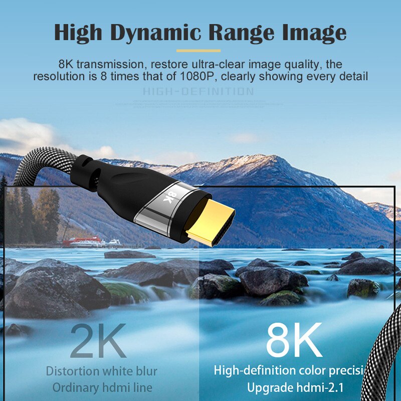 HDMI 2.1 48Gbps Ultra High Speed 8K 60Hz High Definition Multimedia Interface HDMI To HDMI Cable For UHD FHD 3D Xbox PS3 PS4 TV