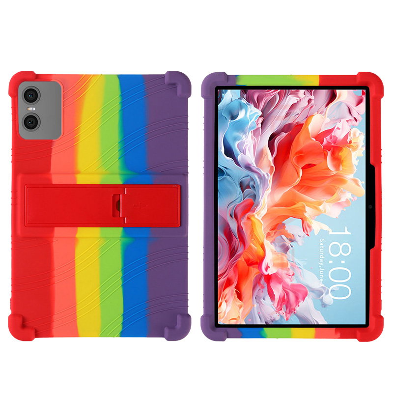 For Teclast P30T P30 Tablet 10.1 Inch Kickstand Coat Shockproof Cover Tablet Case Android 14 Soft Silicon Stand Protective Shell: Color Changing