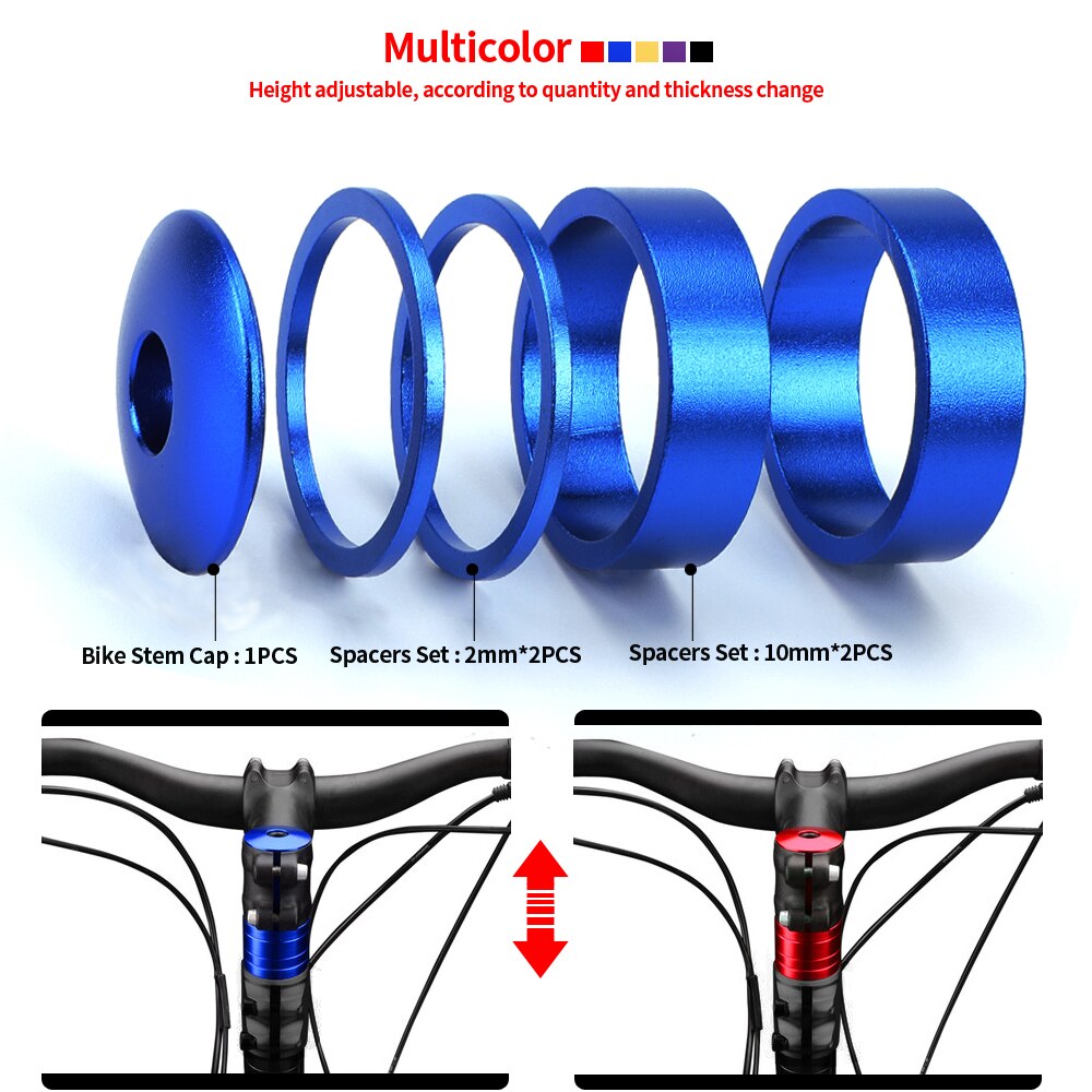 Mtb Fiets Stuurpen Top Cap Headset Spacers Kit Aluminium Vork Ring Spacer 28.6Mm 2Mm 5Mm 10Mm fiets Headset Deksel