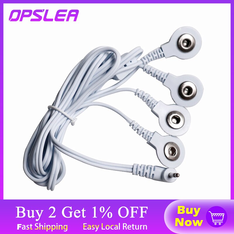 4 Knoppen Elektrode Draden Kabels Voor Aansluiten Elektrode Pad Met Tientallen Therapie Machine Massager 2.5 Mm Plug Body Massage