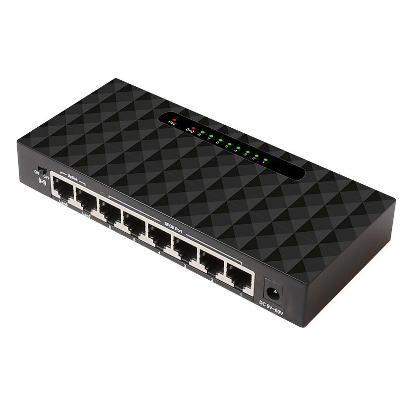 8 Port 10/100Mbps SPOE Fast Ethernet Network Switch Lan Hub Ethernet Smart Switcher for NVR Router Support 5-60V Power Supply