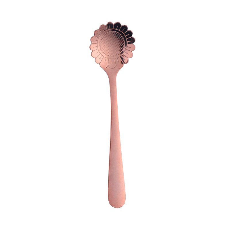 Cuillère à mélanger dorée en acier inoxydable, 2 pièces, de fleurs, petite cuillère à café, thé, sucre fantaisie Dessert cuillère à café Bar café vaisselle: 2rose gold