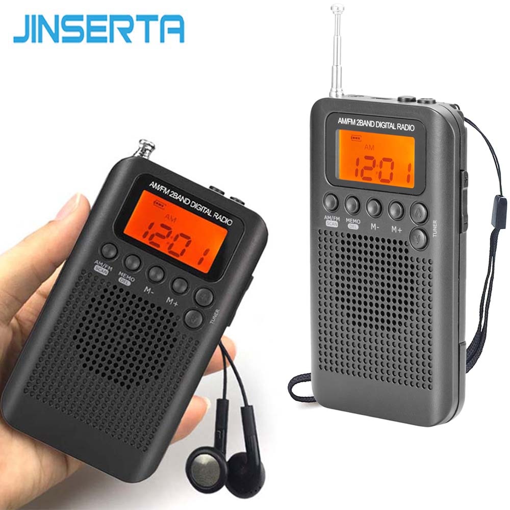 JINSERTA Portable Mini FM/AM Radio Speaker Music P... – Grandado